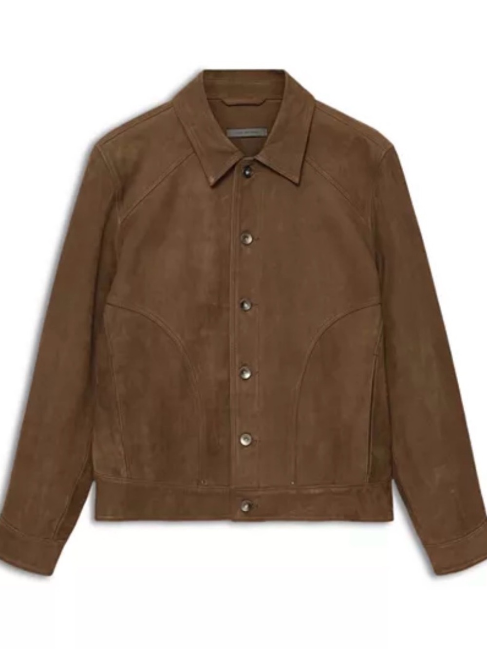 John Varvatos Brown Suede Douglas Seamed Leather Jacket